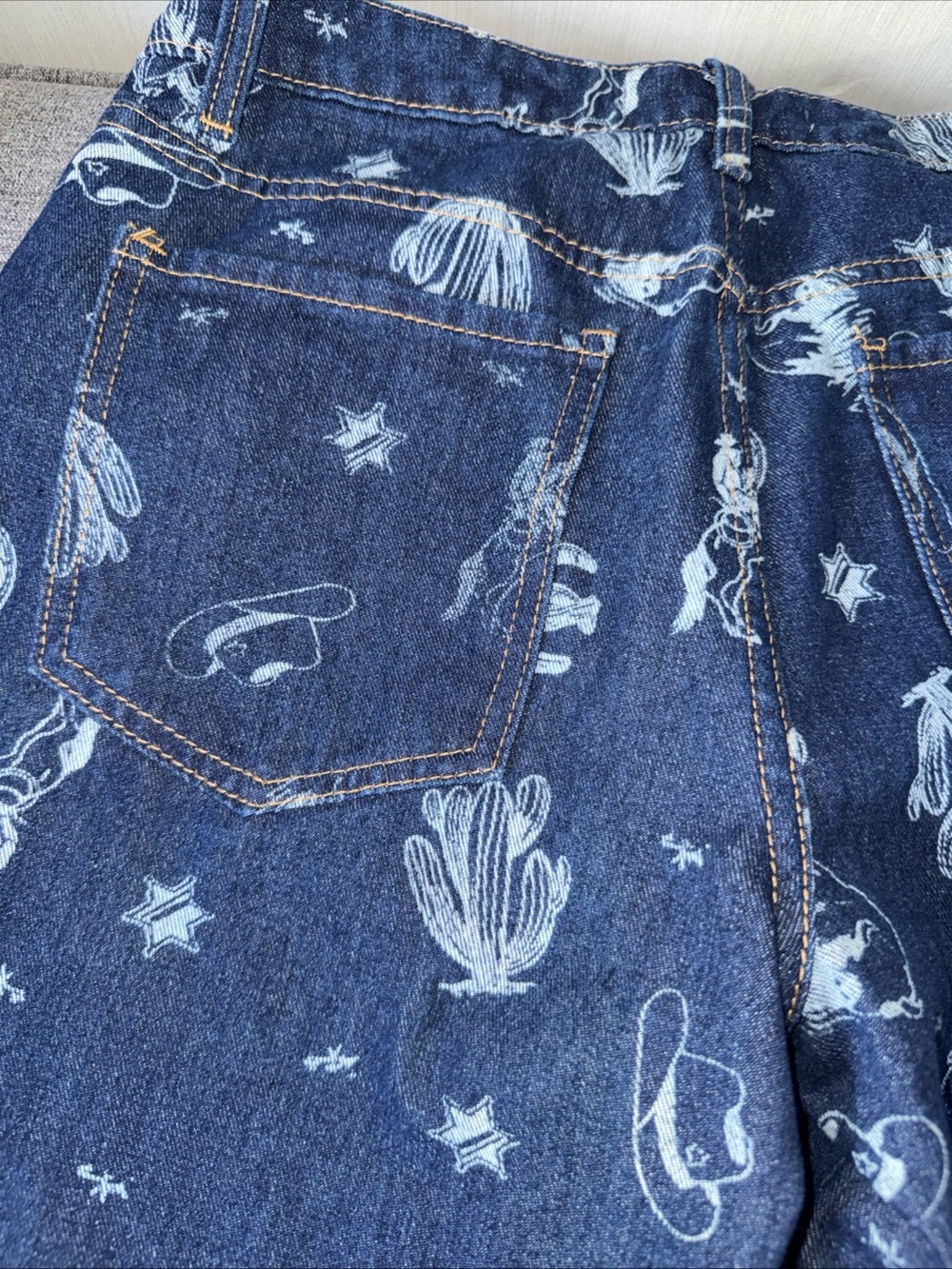 NWOTCali 1850 Straight Leg Jeans Women 7/28 Blue Western Cowboy Print High Rise - Picture 9 of 9